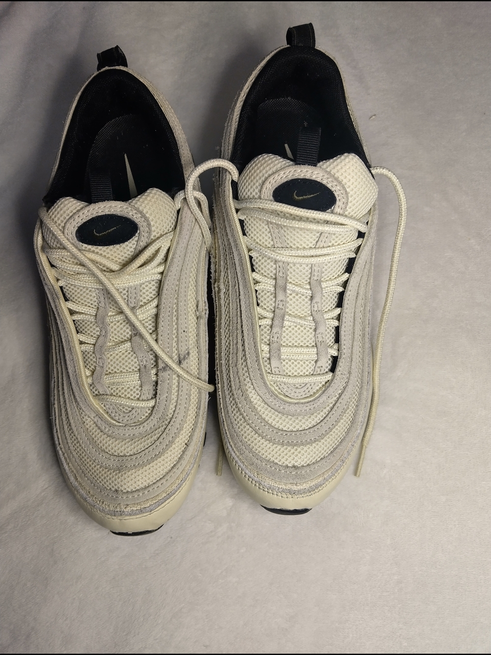 Nike Air Max 97'Coconut Milk Men’s Cream and Black Mesh Lace-Up Sneakers